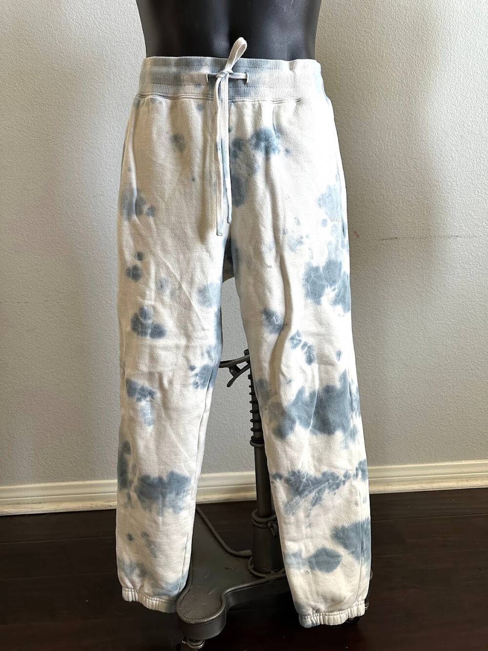 Sacre Tie Dye Sweatpants Blue White Drawstring Cuffed Size Small